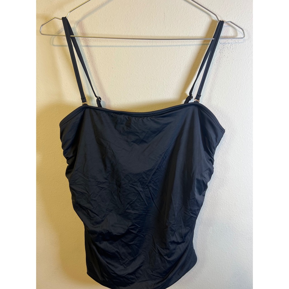 Unbranded Women Tankini Top Ruched Side Adjustable Straps Black Size L